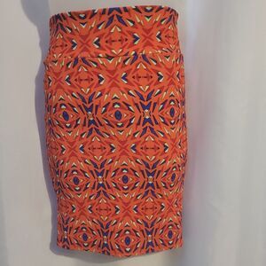 Lularoe LLR Cassie Pencil Midi Skirt Pull-On Abstract Tribal Boho Fall Print XS